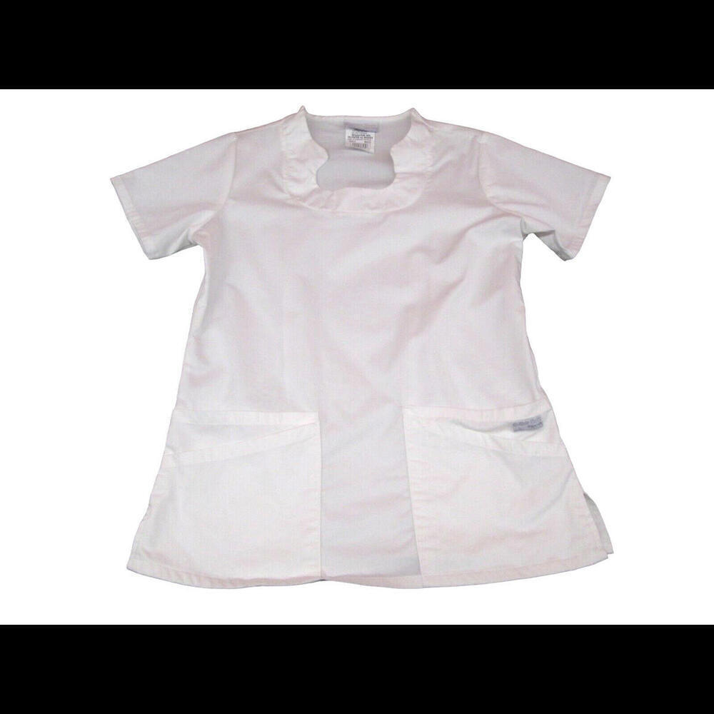 Buttersoft Stretch Womens White Uniform Scrub Top Nurse Work Wear Size XS​